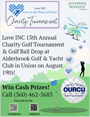 Love Inc golf tournament and ball drop 2024 at Alderbrook Union WA